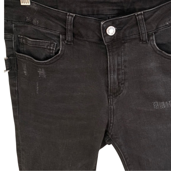ZADIG & VOLTAIRE Eva Gris Destroy Deluxe Black Skinny Jeans Size 26 - Picture 9 of 16